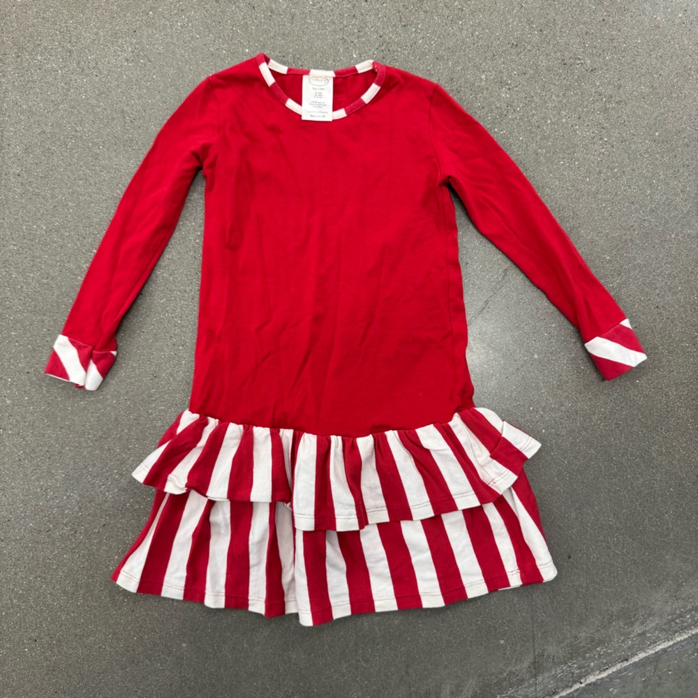 Persnickety Red and White Striped Dress with Ruffles Size 4 years